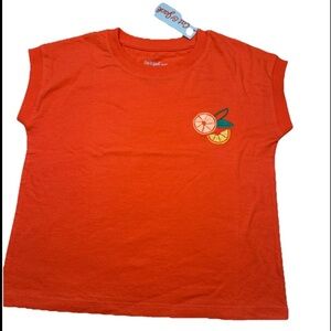 Cat & Jack Girl's Orange Embroidered Summer Short Sleeved Shirt M 8 Orange 🍊